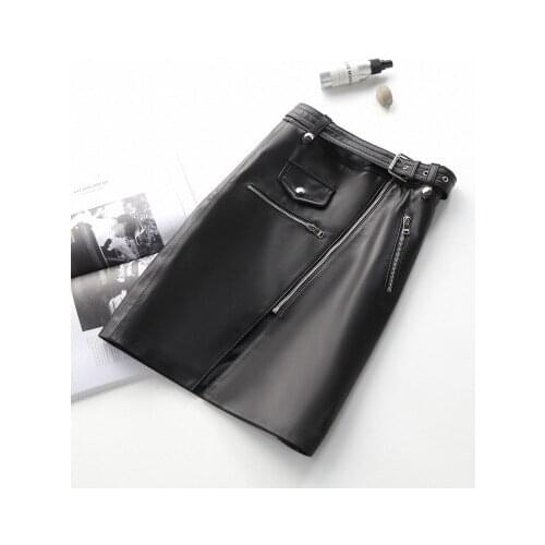 Top brand Winter Autumn and New Sheep Leather Split Skirt high quality