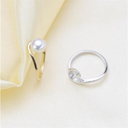 925 Silver Plated Fashion flower Pearl Ring Accessory Adjustable Ring Mountings DIY Rings Jewelry Making Gift