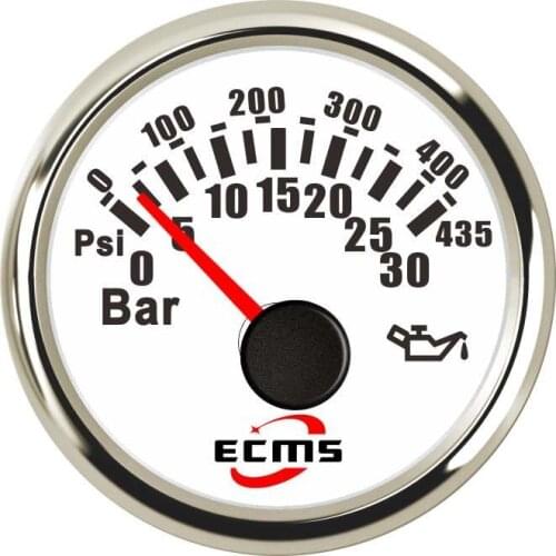 Marine Boat Yacht Engine Generator Outboard Oil Pressure Gauge 9-32V 0-30Bar 52mm 2 Inch 0.5-4.5V 316L Bezel