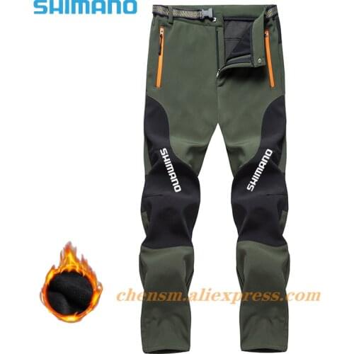 Shimano Winter Fishing Pants Fleece Fishing Pants Men Outdoor Thicken Hiking Pants Windproof and Warm Soft Shell Fishing Pant