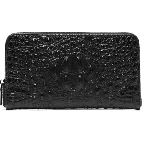 New Korean mens small bag.wallet fashion crocodile pattern long wallet youth leather hand wallet Mens gift gift