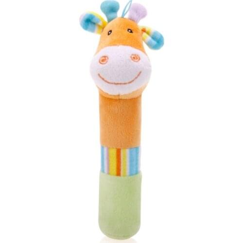 NEW Infant Jungle Animals High Quality Soft Plush Squeaky Sticks Baby Rattles Elephant Giraffe Hippo Lion Toys for Children Gift