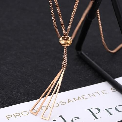Titanium steel tassel necklace female temperament accessories necklace female chain stainless steel jewelry rose gold necklace