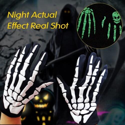 Halloween Style Gloves Horror Skull Claw Bone Skeleton Half Gloves Novelty Unisex Mitten Gloves Winter Hand Warmer
