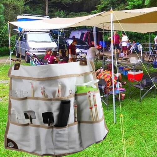 Outdoor Camping Tableware Storage Bag Dustproof Portable Lightweight Cookware Hanging Pouch Portable Cutlery Organizer for Home