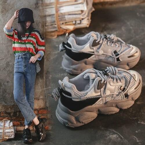 Casual Sports Shoes Ins Trendy Women 2021 New Autumn Thick-soled Increase High-explosive Old Shoes Wild Net Red Womens Shoes
