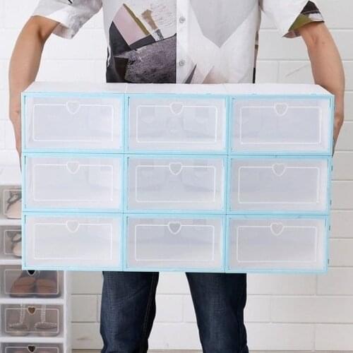 3/6PCS Transparent Plastic Shoe Box Shoe Rack Storage Bins Drawers Folding Combination Flip Cover Storage Box Shoes Box