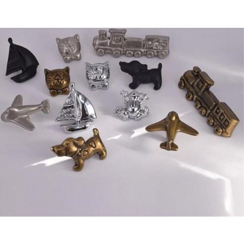 1Pc Childrens Room Wardrobe Cabinet Door Handle Airplane Train Ship Cat Dog Shaped Knob Handles Drawer Single Hole Pulls
