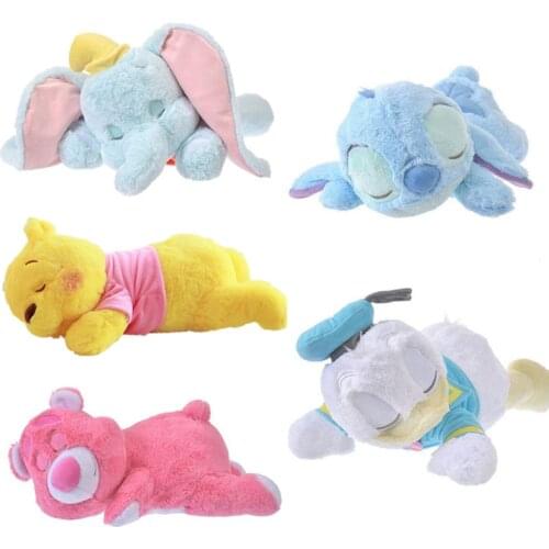 Cute Disney Dumbo Stitch Donald Duck Winnie Pooh Sleeping Cartoon Plush Doll Baby Anime Cartoon Soft Stuffed Animals Pillow Toy