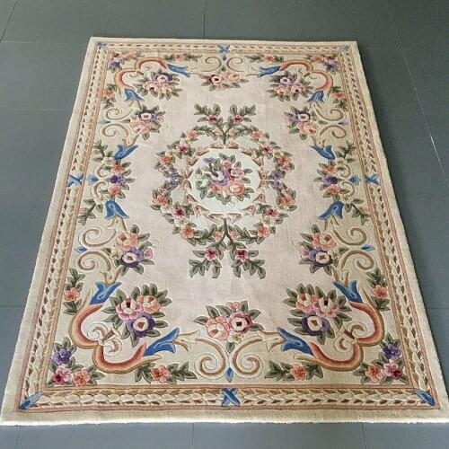 Modern Flower Carpet Living Room Home Office Rug Thick 100% Wool Bedroom Carpet Sofa Floor Study Table Coffee Mat Rug European