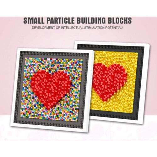 Create love heart Hanging picture micro Diamond block assemble building bricks nanobricks educational toys collection for gifts