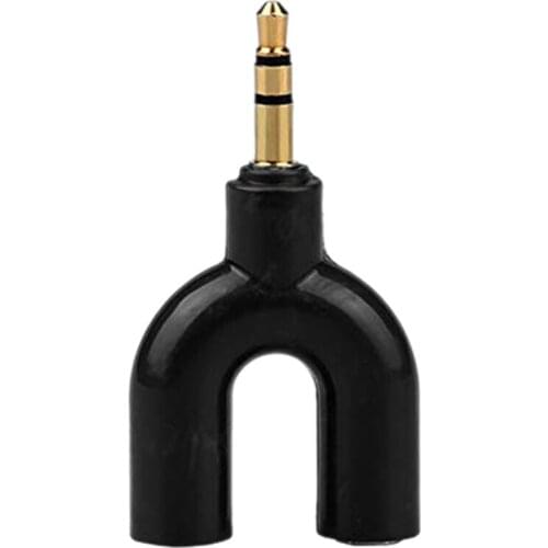 Headphone Audio Splitter U-Shaped 3Pin 3.5mm Jack To2 Dual Adapter for Tablet PC MP3 Phones