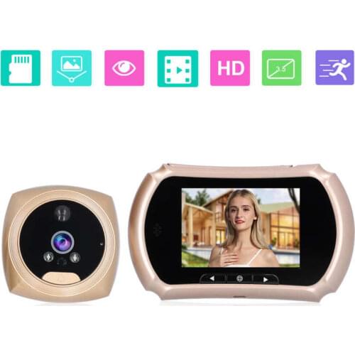 3.5in LCD Video Doorbell 720P HD PIR Motion Detection Camera with 145° Wide Angle Lens LED Door Eye Viewer Home Security System