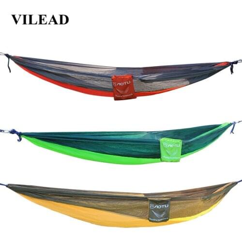 VILEAD Camping Hammock Stable Ultralight Portable Parachute Outdoor Camping Cot Sleeping Bed Garden Hiking Travel 260*140 cm