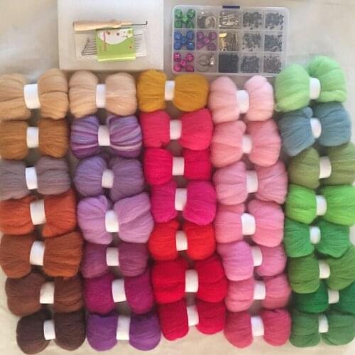 WFPFBEC 10G/BAG 36 COLORS 70S DIY WOOL FOR FELTING WOOL FIBER tools set wool roving in needles