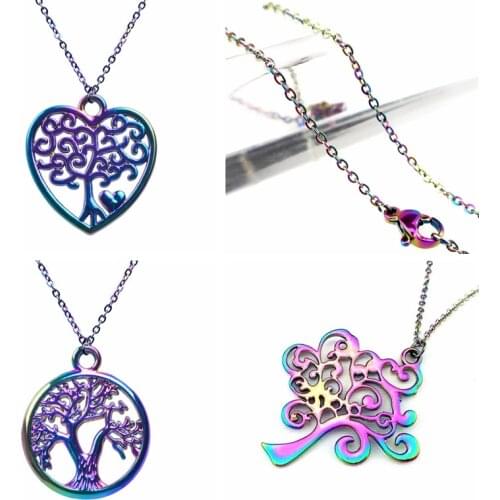 Tree Of Life Jewelry Necklace For Women Men Chain On The Neck Choker Plant Necklaces Fashion Pendant Vida Arbol Rainbow Vintage