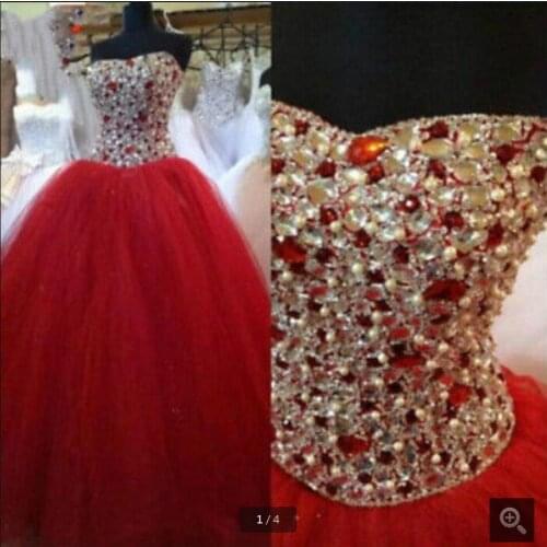 Sexy Sweetheart Ball Gown Quinceanera Dresses For 15 Years Sparkly Crystal Vestidos De 15 Anos Tulle Formal Gala Party Gowns