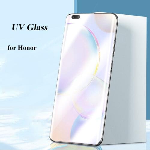 For Honor 30 40 50 Pro Plus UV Liquid Screen Protector Glass for Honor 40Pro 50Pro 3D Full Cover Tempered Glass Protective Film