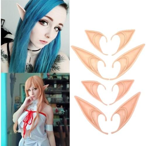 1Pair Party Favors Latex Elf Ears High Simulation Soft Harmless False Ears Props Fairy Angel Dress Up Cosplay Hook Christmas