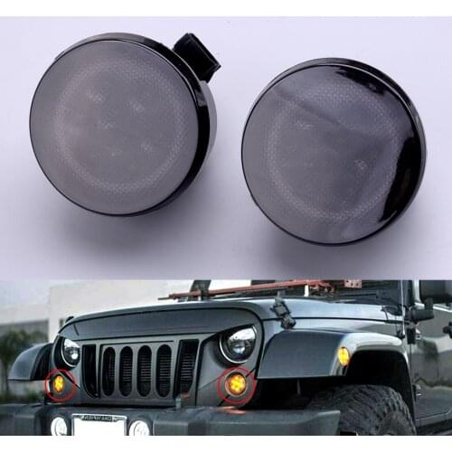 2Pcs Car Smoked LED Turn Signal Light Lamp Fit for Jeep Wrangler JK 2007 2008 2009 2010 2011 2012 2013 2014 2015