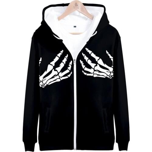 2021 Skeleton Skull Hand 3D Print Funny Hoodie Women Men Harajuku Sweatshirt Pullover Zipper Jacket Casual Halloween Tracksuit