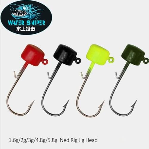 WATER SNIPER 4pcs Ned Rig Jig Fishhooks Fishing Mushroom Hooks Bass Lure Fishing Hooks for Freshwater Soft Plastic Bait