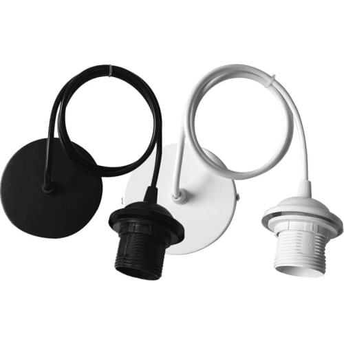 1m DIY Lampshade E27 Full Tooth Lamp Metal Fitting Lamp Holder Chandelier Paper Bamboo Lantern LED Bulb Chandelier Line Black