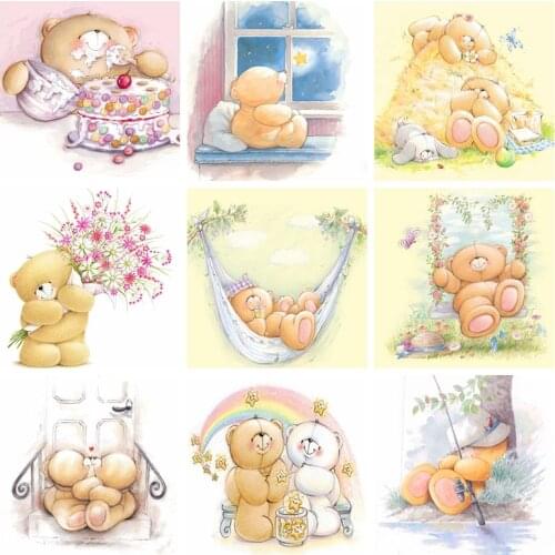 5D DIY Diamond Painting Cartoon Animals Forever Friends bear Rhinestones Embroidery Cross stitch Wall Sticker Home Decor gifts