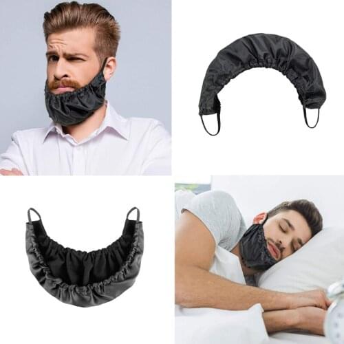 Mens Black Beard Bandana Cover Facial Apron Guard Cap Blocking Droplets Bedtime Bib Bonnet Rag Protector with Ear Loop