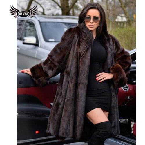 BFFUR 2020 Women Winter Real Mink Fur Coat Full Pelt Genuine Mink Fur Jacket Long Natural Fur Coats Woman Luxury Overcoat