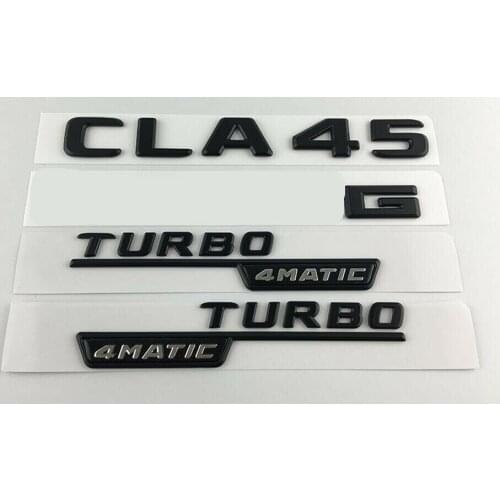 Black CLA45 for A M G TURBO 4MATIC Trunk Fender Badges Emblems