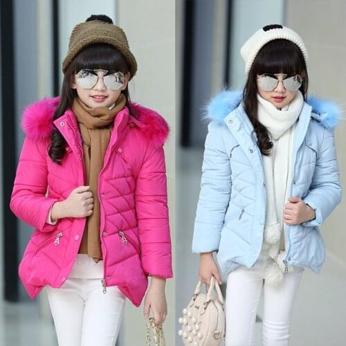 Autumn winter Kids wadded Jacket baby boys girls Clothes Children Outwear fur collar Lingge Irregular hem Cotton clothing
