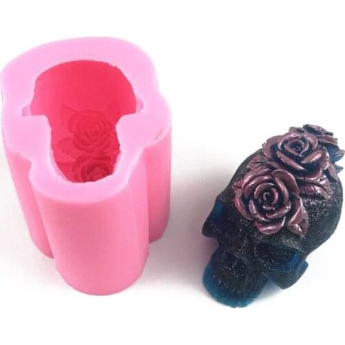 3D Rose Skull Head Epoxy Resin Mold Home Ornaments Decoration Silicone Mould DIY Crafts Plaster Candle Jewelry Casting Tools