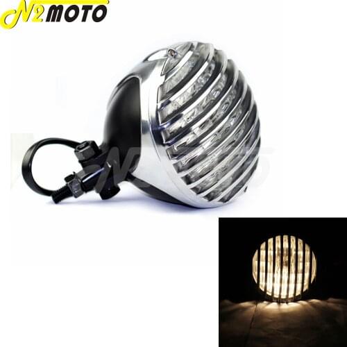 Motorcycles Polish Old School Grill HI/LO Lamp Vintage Headlight Bezel Passing Light For Harley Chopper Bobber Cafe Racer Custom