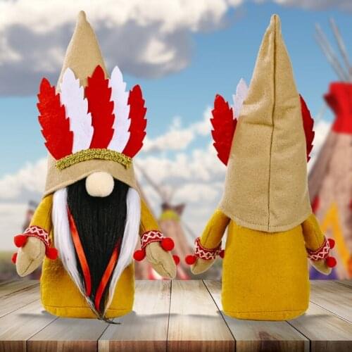 Indian Gnome Handmade Swedish Nisse Tomte Elf Dwarf Plush Toy Ornaments Kitchen Farmhouse Tiered Tray Decorations M68E