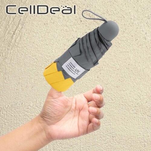 INS 6/8 Bone Windproof Anti-UV Protection Light with Black Glue Mini Small Umbrellas Rain for Women Men UV Umbrella Protable