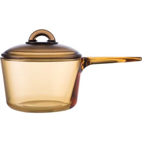 1.5L Single handle Microcrystal glass stew pot Slow cooker High temperature resistance soup pot stewpan+Tempered glass lid