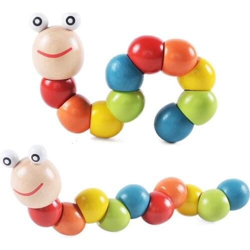 Colorful Wooden Worm Puzzles Kids Learning Educational Didactic Baby Toys Fingers Game for Children Montessori Gift Insect Toy
