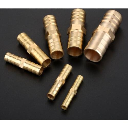 2Pcs Brass Equal Straight Barb Connector Pneumatic Air Fittings for 6/8/10/12/14/16/19mm Pneumatic Air Hose Tubes