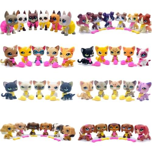 LPS CAT Rare Pet Shop Toys lot Stands Short Hair cats and dogs Old Original Animal toy set Collection toy with Accessories