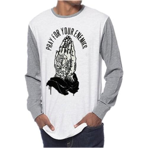 Mens Praying Hands Long Sleeve T Shirt