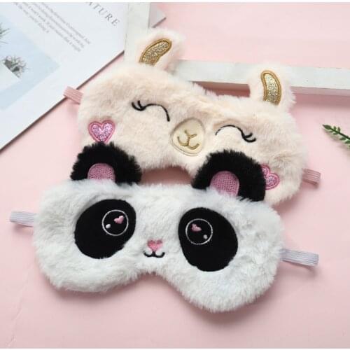 1PC Soft Plush Eye Mask Eyeshade Cover Shade Natural Sleeping Eye Patch Cute Cat Dog Sleep Mask Women Men Soft Blindfold Travel
