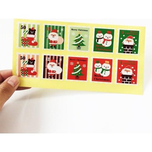 100pcs/lot Stamp Shape Christmas Style Seal Sticker Lable for Gifts Decor Stickers Bakery Cookie Packaging Bag Paper Seal Label