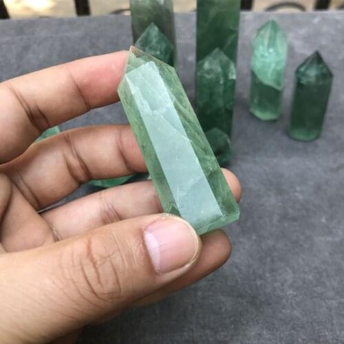 Natural Green fluorite obelisk quartz crystal wand point for healing