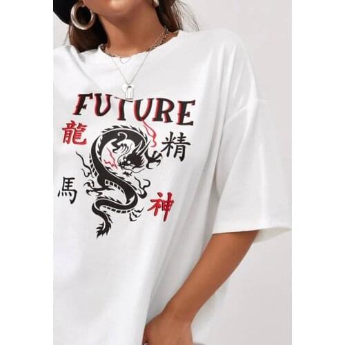 2021 New Future Chinese Dragon Graphic Tee Vintage Tumblr Summer Fashion Harajuku Hipster Grunge Unisex Women Tee T-Shirt