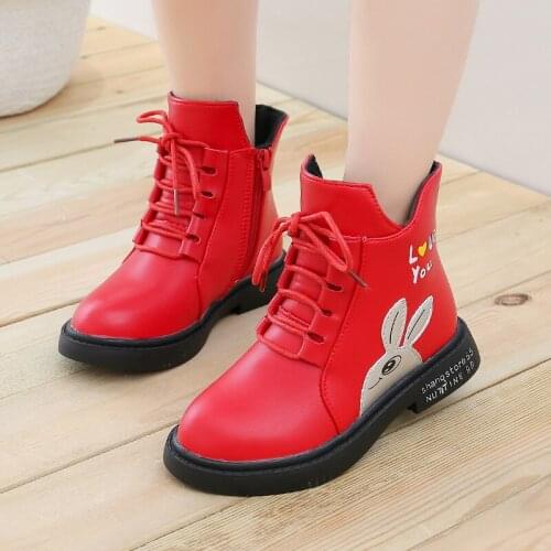 2021 Winter New Girls Leather Shoes Cartoon Kids Ankle Boots Non-slip Student Shoes Thicken Warm Short Boots STQ059