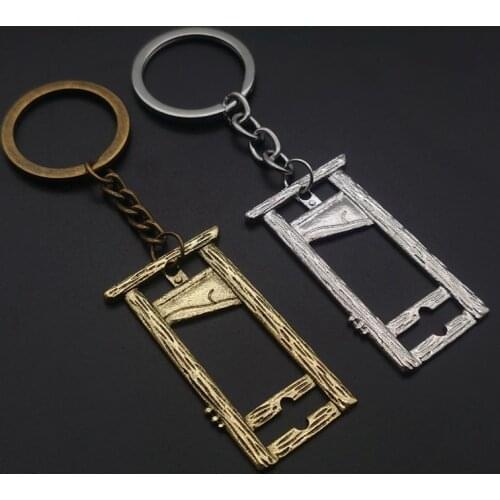 New Pattern Gothic Guillotine Keychains , Black, Gothic Personalizeds Keyring Gift, Creepy Halloween Art Pendant Key Chain