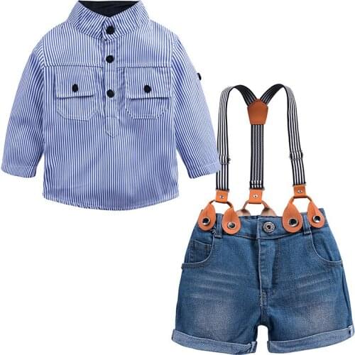 2019 Autumn Winter Toddler Boy Clothes Kids Clothing Set Long Sleeve Striped Gentleman Outfit Suit For Boys Clothes 2 3 4 6 Year