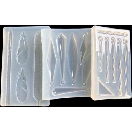 1PCSuv plastic clay stud earrings pendant with hole hollow spiral feather key Charms pendant decoration mold