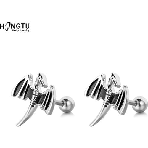 2PC Flying Dragon Piercings Stud Earrings Stainless Steel Helix Piercing Helix Earrings Tragus Conch Cartilage Piercing Earrings